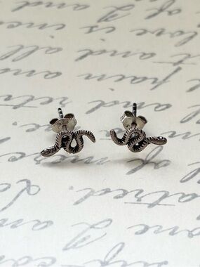 Sterling Silver Snake Stud Earrings - Tiny Twisted Serpents